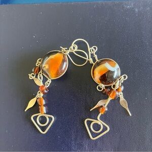 Orange and Silver Earrings